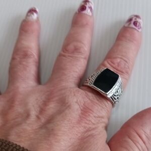 Silver Ring with Black Stone